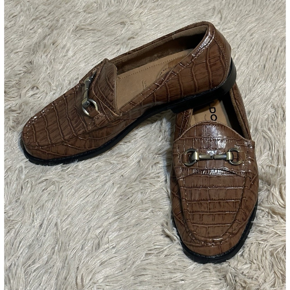 ALDO Men's Brown Croc Leather Pillow Walk Bit Loafers Dress Shoes Size 7.5
